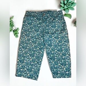 Jones & Co women's Capri Cropped Pants Missy Sz 10 Turquoise Floral